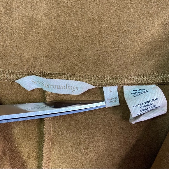 Soft Surroundings Camel Tan Faux Suede Leggings LG - Picture 6 of 7